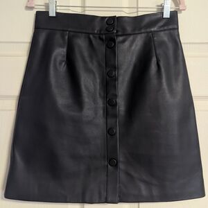 Beautiful Faux Leather Skirt Fully Lined Soft Supple Snap Buttons H&M Vegan